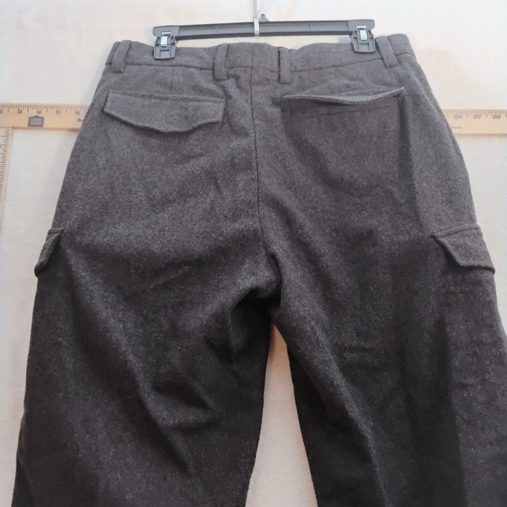 Banana Republic Mens 33x25 Black Wool Blend Emerson Straight Cargo Chino Pants